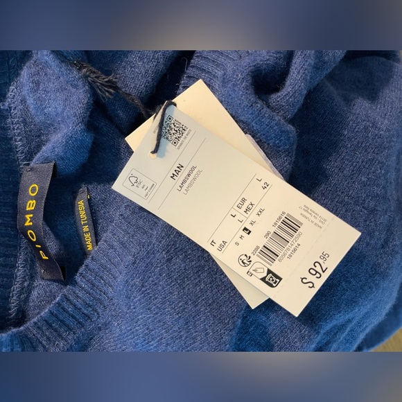 Piombo | Wool V Neck Sweater | Blue | Large - Picture 5 of 5